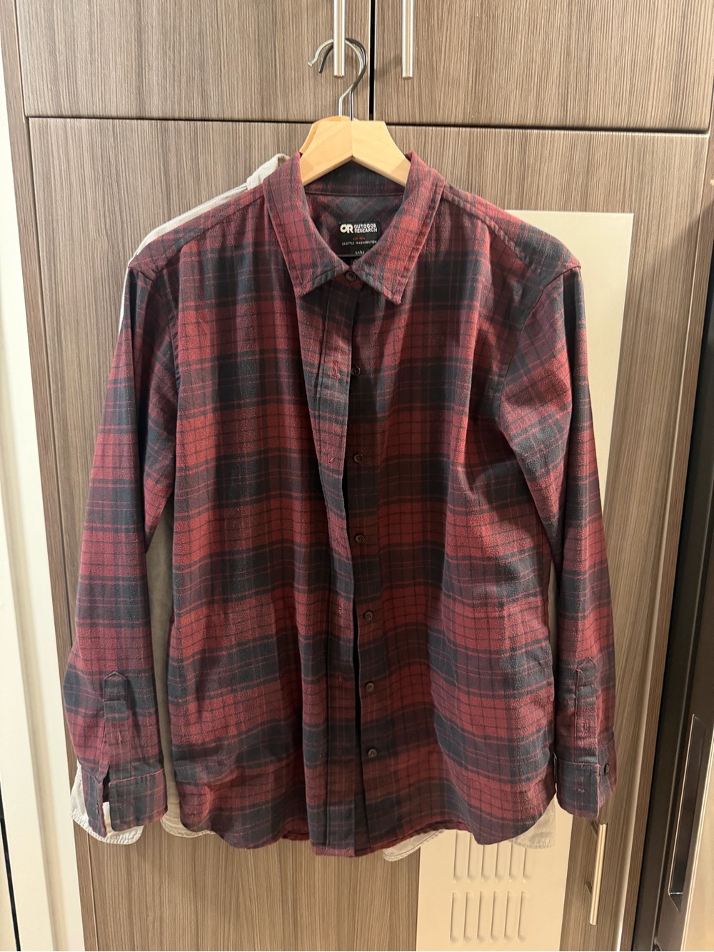 Outdoor Research Red and Black Plaid Button-Down tunic with pockets